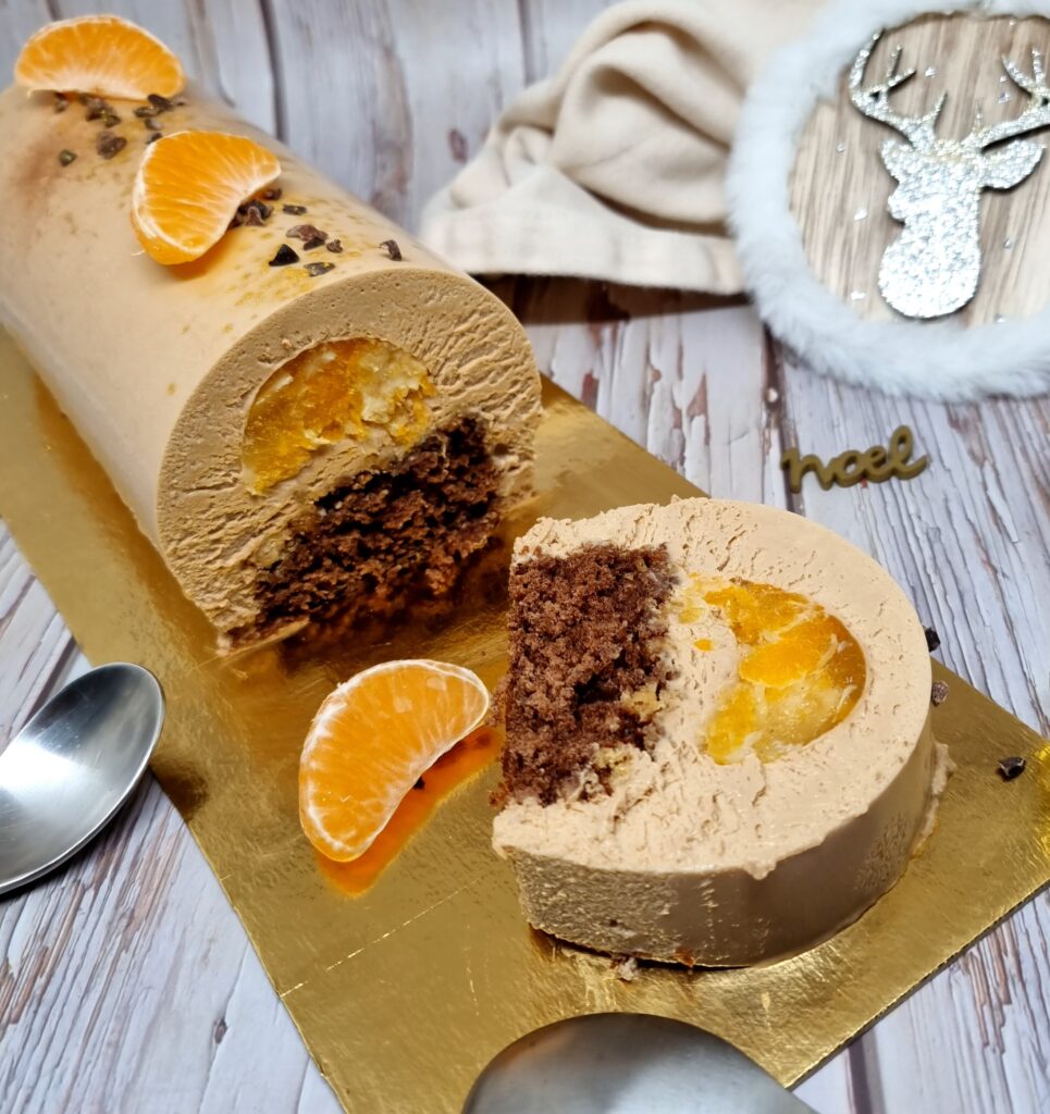 Bûche clémentine et chocolat au caramel