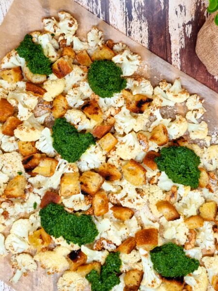 Chou fleur rôti au pesto de chou kale