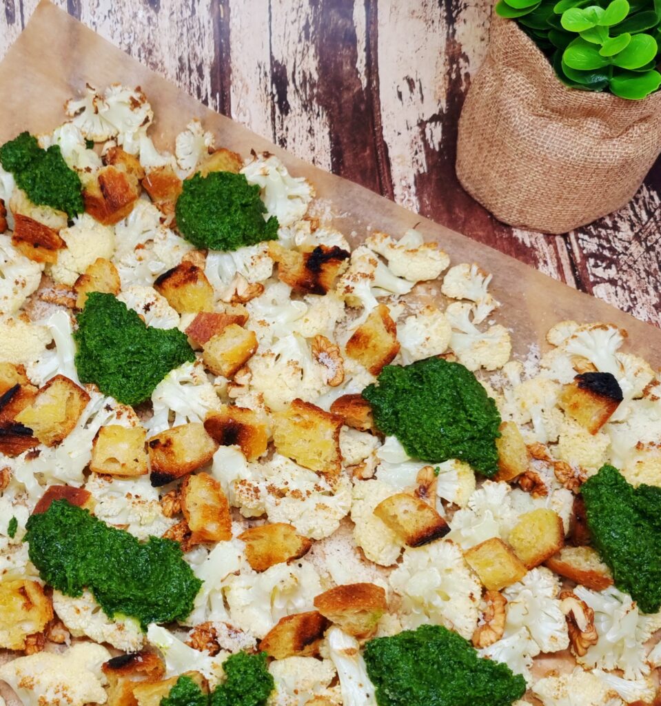 Chou fleur rôti au pesto de chou kale