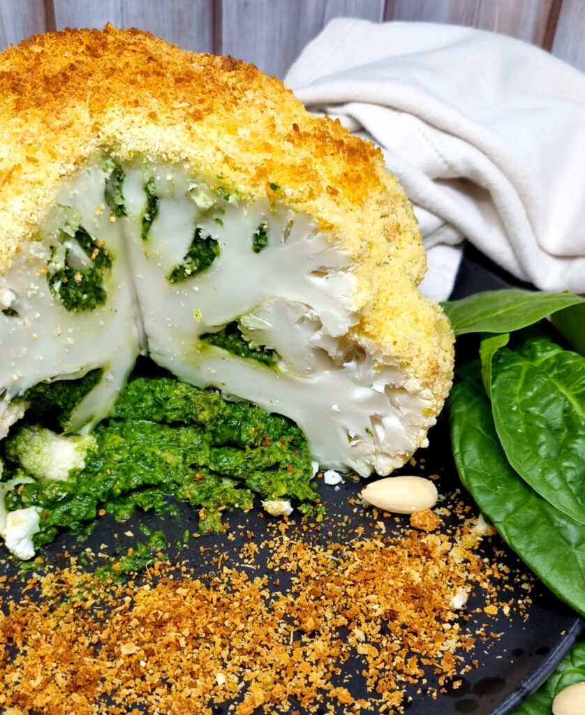 Chou fleur rôti au pesto d'épinard 1 Chou fleur rôti au pesto d'épinard