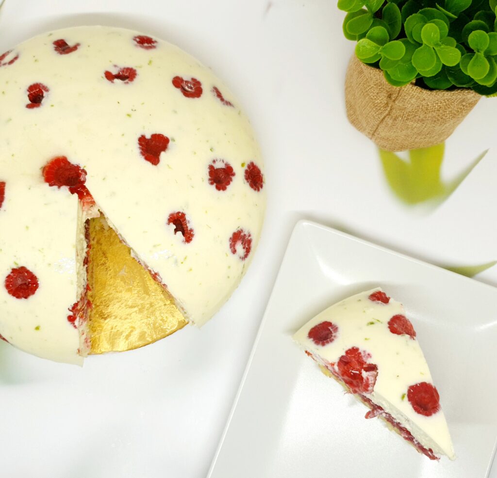 Entremets framboises citron vert