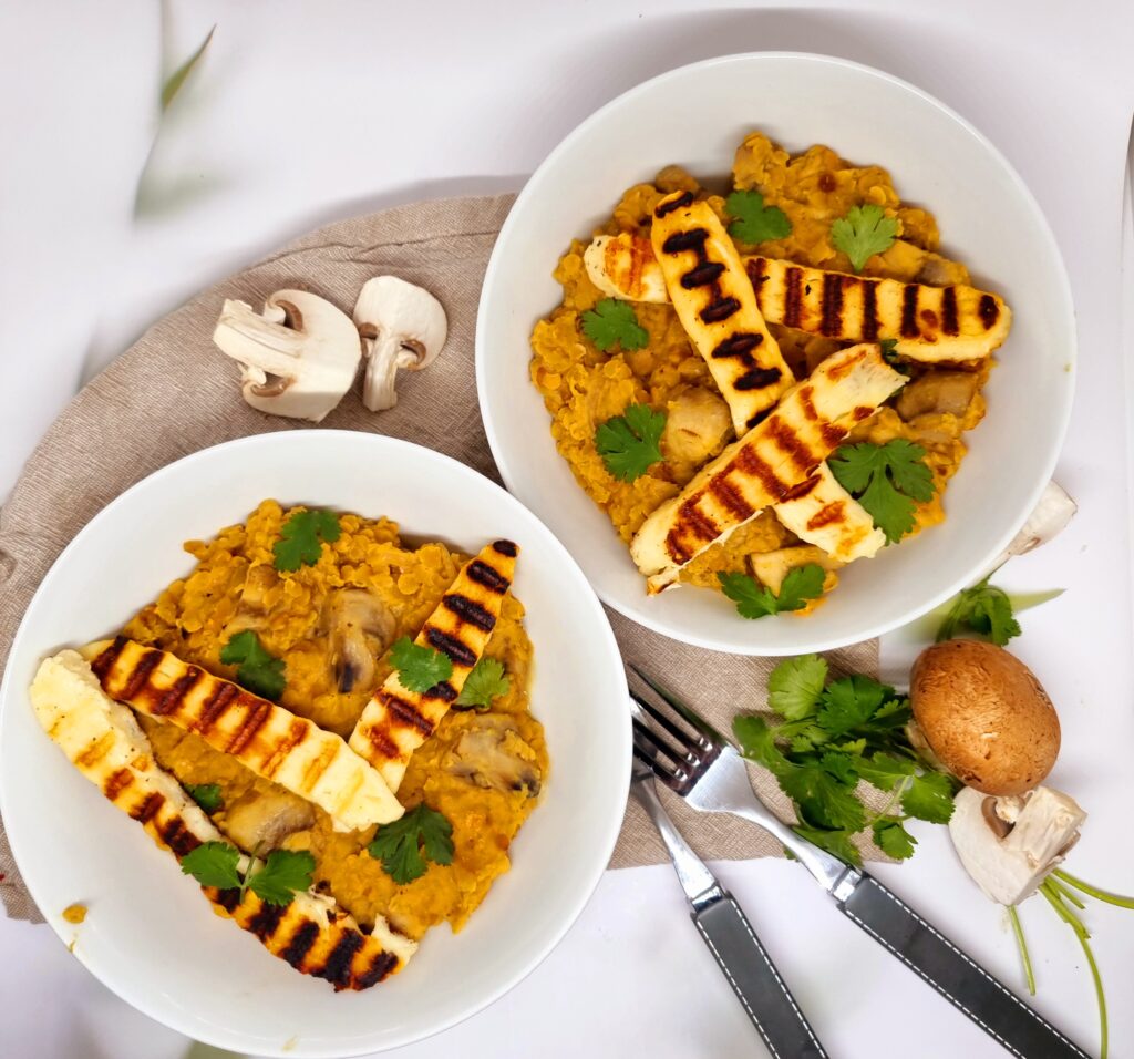 Fricassée de lentilles corail et champignons
