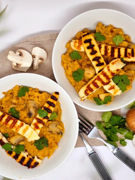 Fricassée de lentilles corail et champignons