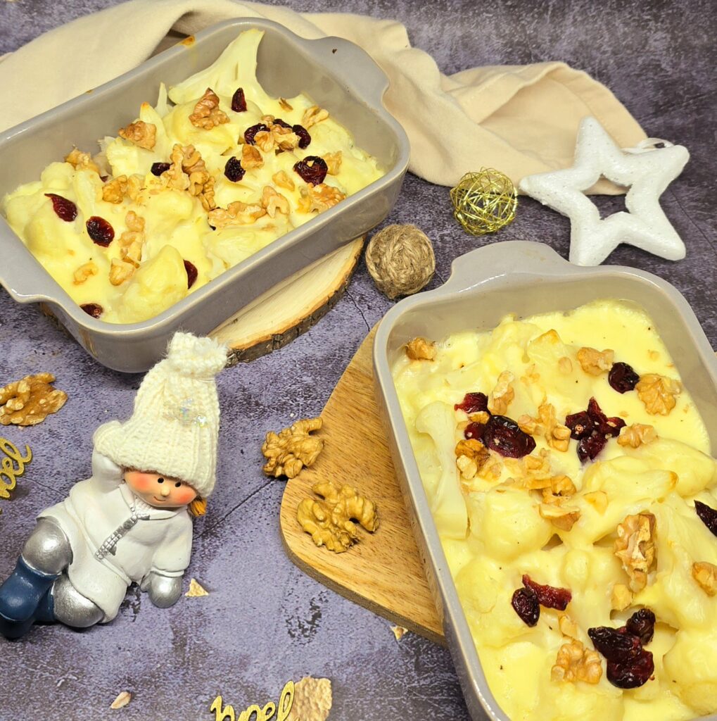Gratin de chou fleur au brie, cranberries et noix 1 Gratin de chou fleur au brie, cranberries et noix