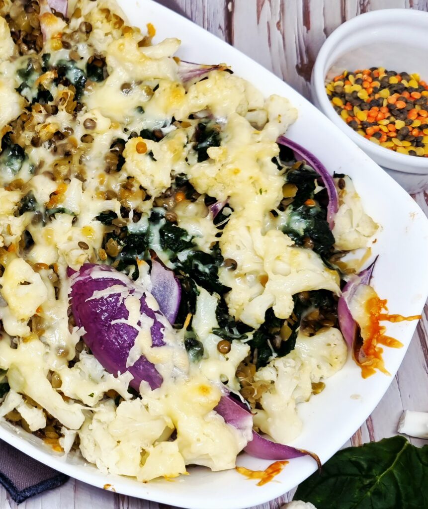 Gratin de chou fleur et lentilles