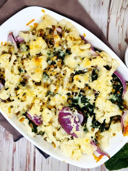 Gratin de chou fleur et lentilles