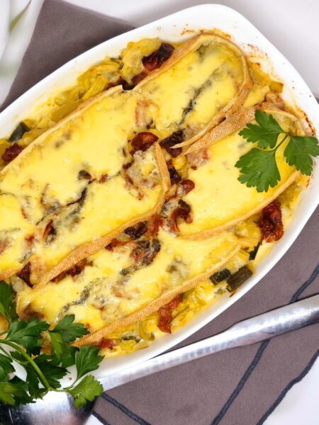 Gratin de poireaux au morbier