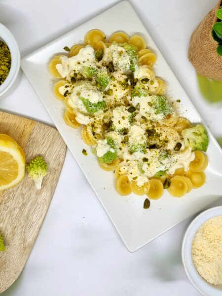 Pâtes au chou romanesco et au citron