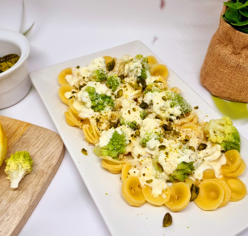 Pâtes au chou romanesco et au citron
