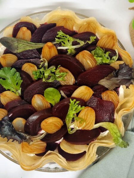 Tarte croustillante betterave et oignons caramélisés