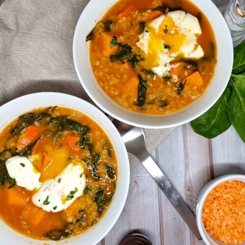 Soupe de lentilles corail et potimarron