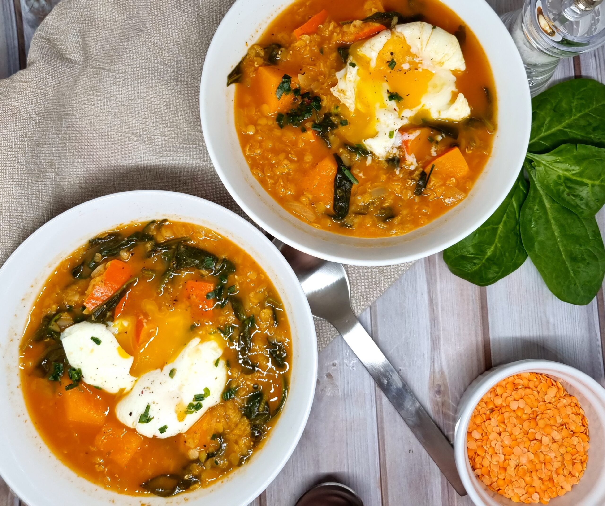 Soupe de lentilles corail et potimarron